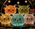 Cinq squishies rennes de Noël à paillettes de couleurs variées